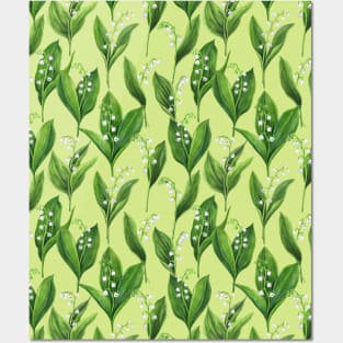 Lily of the valley on honeydew green Posters and Art
